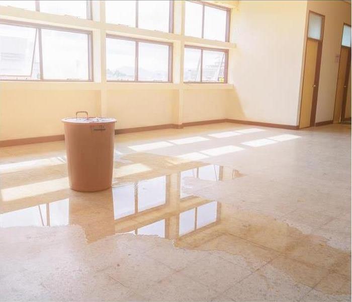 water damaged flooring in a commercial structure